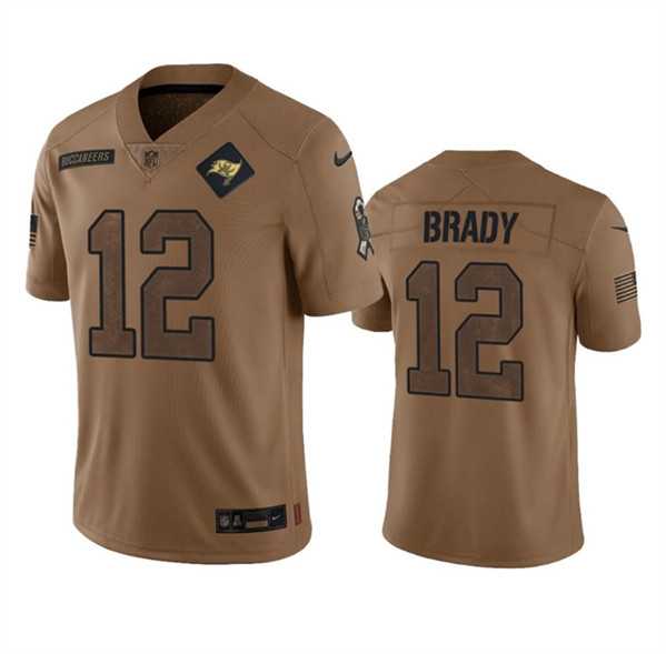 Mens Tampa Bay Buccaneers #12 Tom Brady 2023 Brown Salute To Service Limited Jersey Dyin->tampa bay buccaneers->NFL Jersey